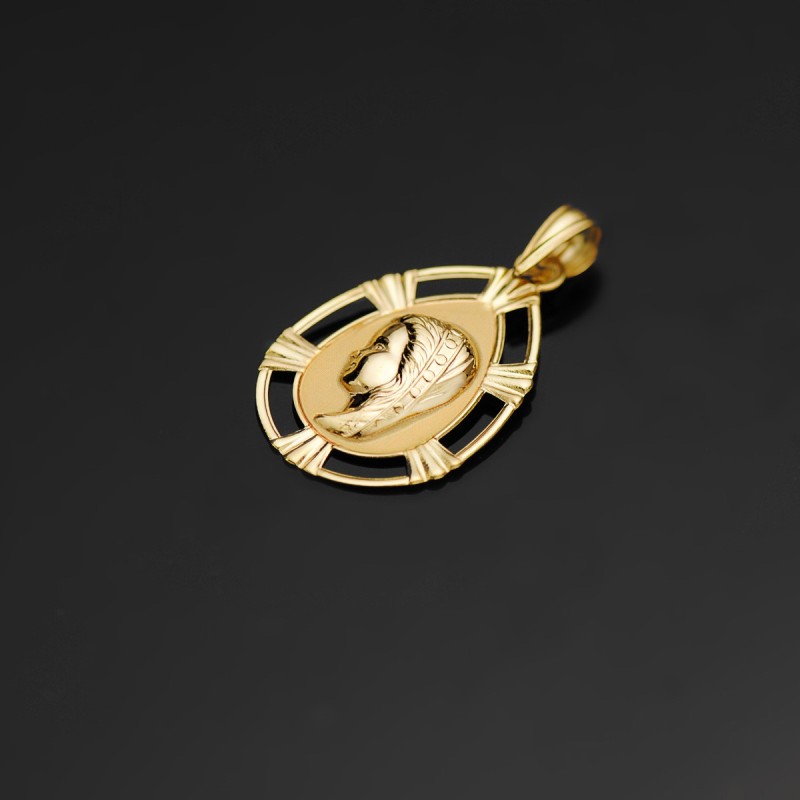 Medalla Oro Amarillo Virgen Niña Lagrima 23X15 Mm oro 18k
