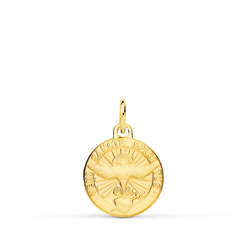 Medalla Oro Amarillo Espiritu Santo Latin Matizadda 14 Mm oro 18k