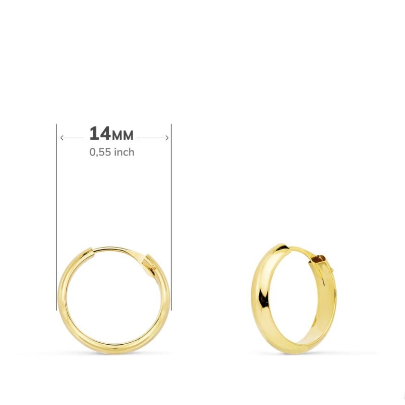 Aros Huecos Oro Amarillo Media Caña Ligeros.14X3 Mm oro 18k