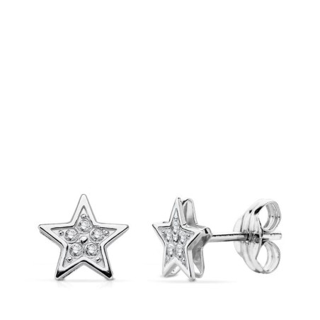 Pendientes Oro Blanco Estrella 6.5X6.5 Mm Cierre Presion oro 18k