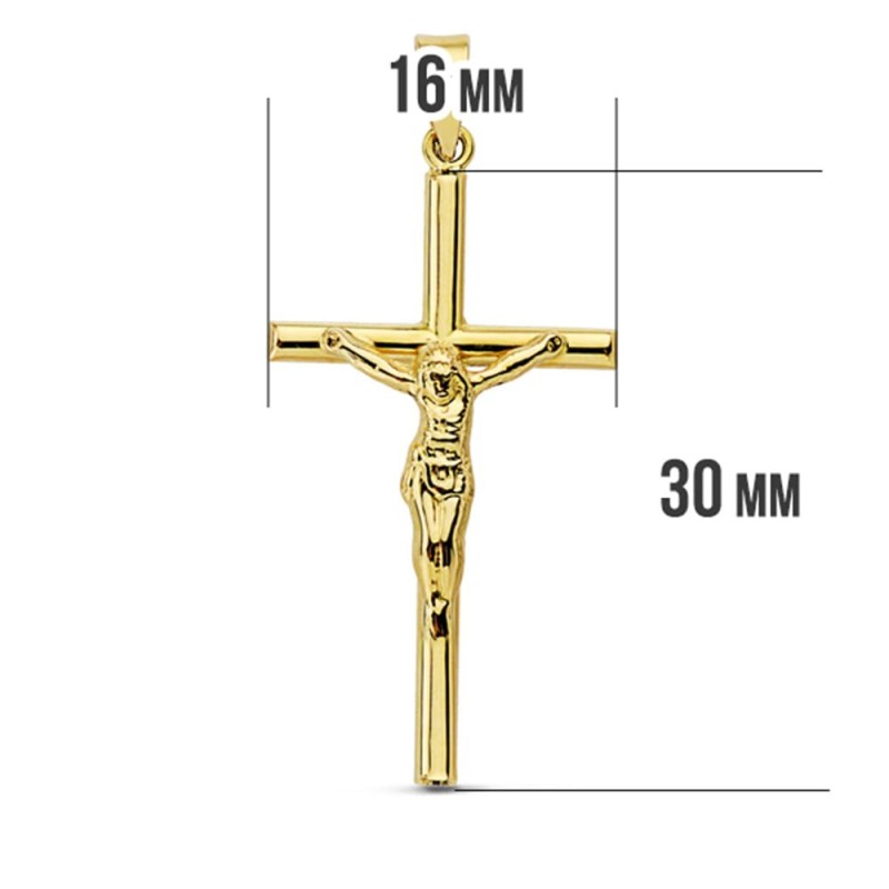Cruz Oro Amarillo Con Cristo Hueca 32X16 Mm oro 18k