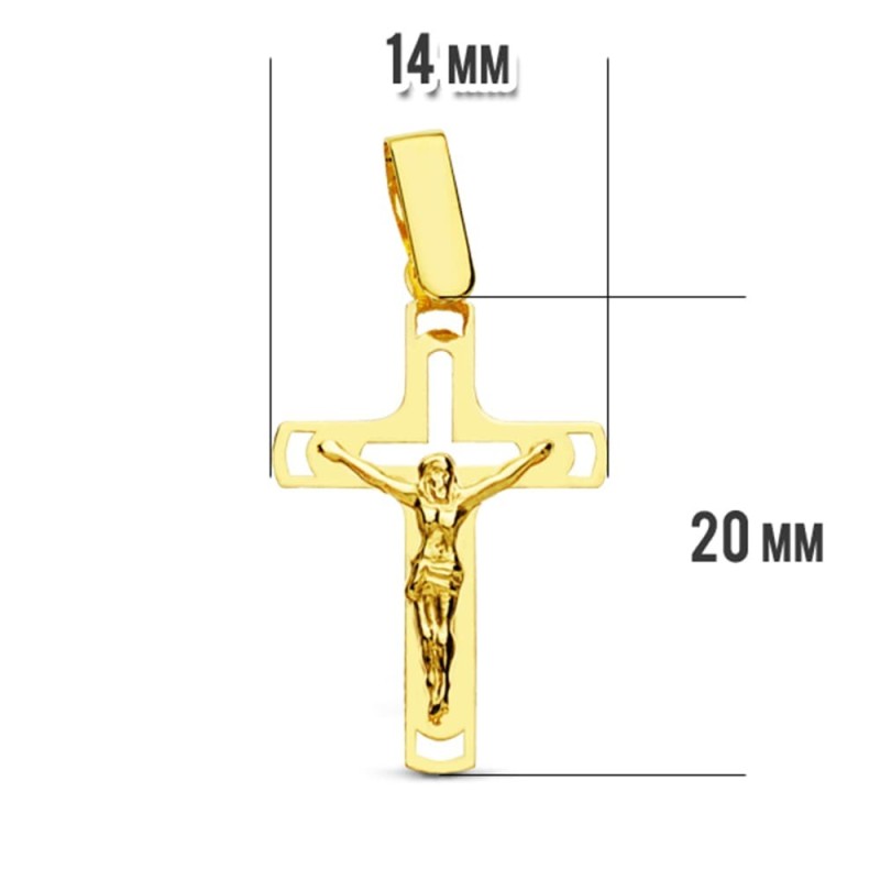 Cruz Oro Amarillo Con Cristo Calada Laser oro 18k