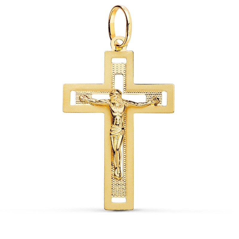 Cruz Oro Amarillo Con Cristo Tallada 35X22 Mm oro 18k