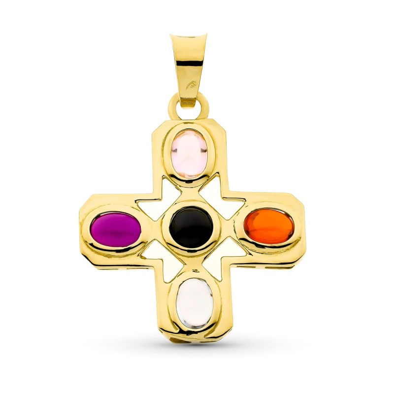 Colgante Cruz Oro Amarillo Piedras 34X30 Mm oro 18k