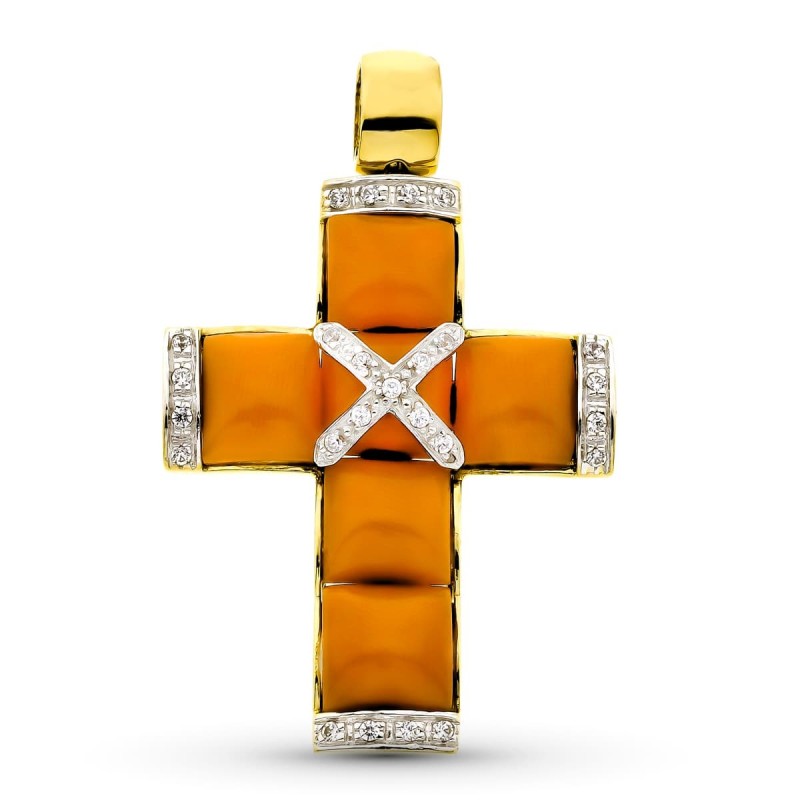 Cruz Oro Amarillo Coral Fino 45X29 Mm oro 18k