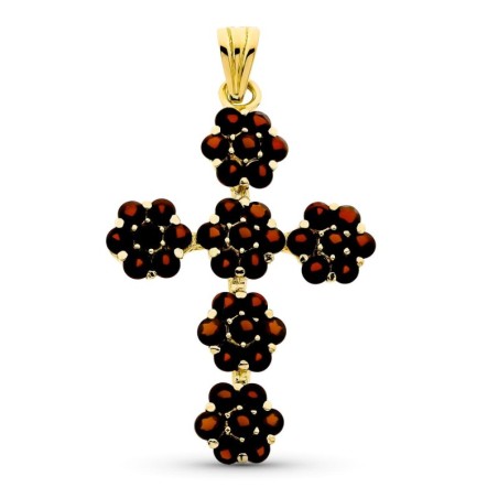 Cruz Oro Amarillo Granate 52X35 Mm oro 18k