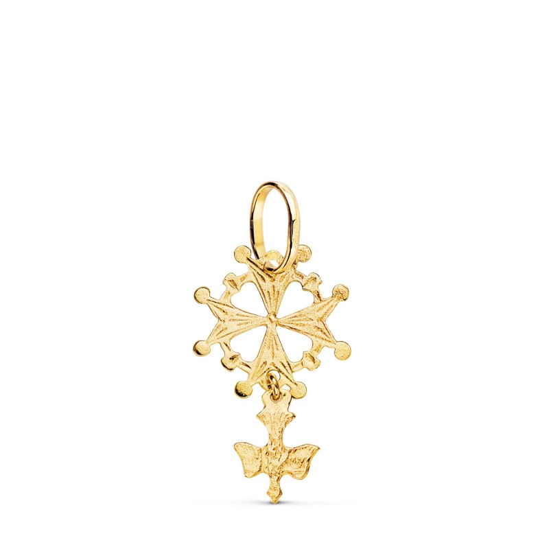 Cruz De Huguenotte Oro Amarillo Con Paloma. 24 X 14 Mm oro 18k