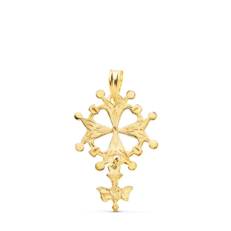 Cruz De Huguenotte Oro Amarillo Con Paloma. 28 X 17 Mm oro 18k