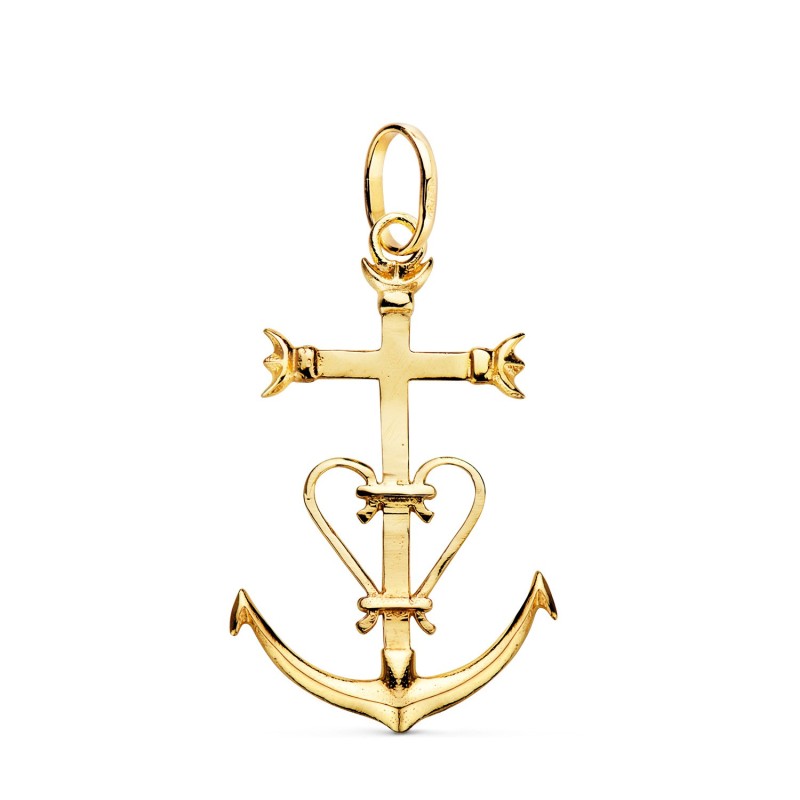Colgante Cruz De La Camarga Oro Amarillo. 32 X 20 Mm oro 18k