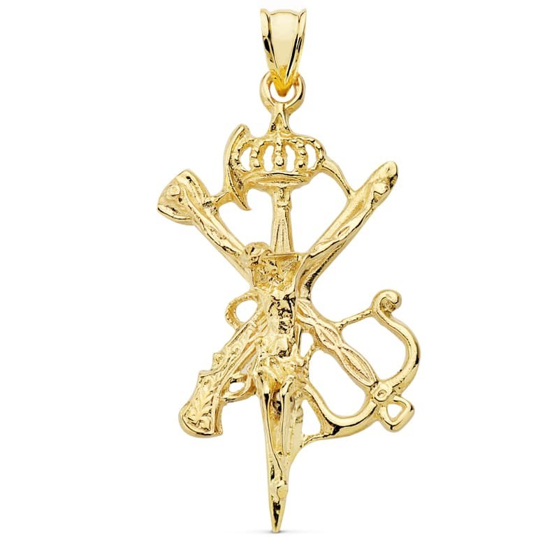 Colgante Cruz Cristo Legion Grande Con Corona Oro Amarillo 45X30 Mm oro 18k