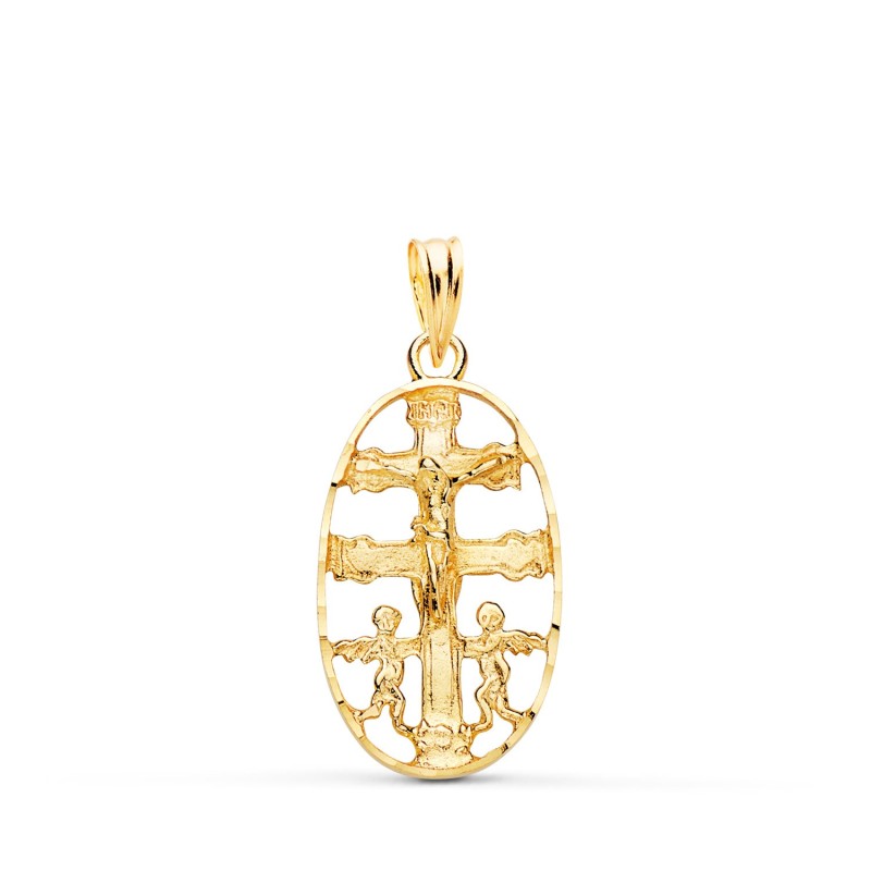 Cruz De Caravaca Oro Amarillo Cerco Oval Tallado 25 X 13 Mm oro 18k
