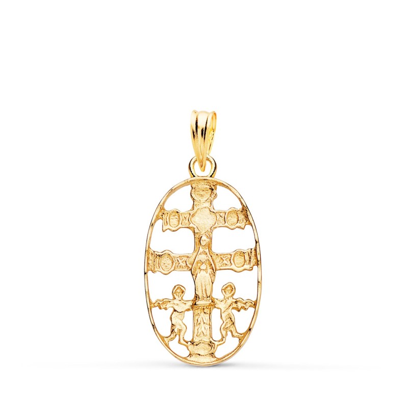 Cruz De Caravaca Oro Amarillo Cerco Oval Tallado 25 X 13 Mm oro 18k