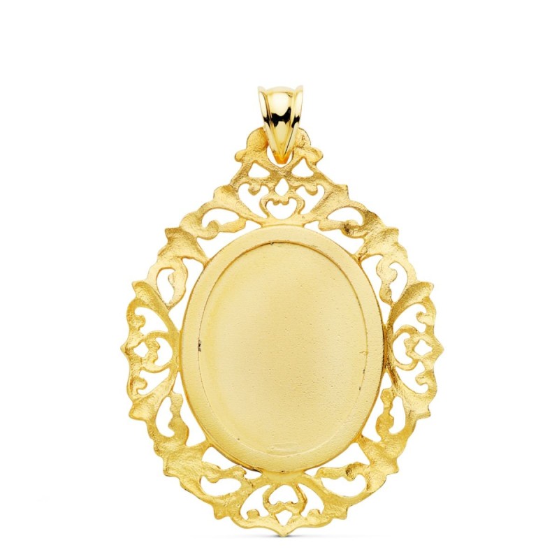 Medalla Oro Amarillo Virgen Guadalupe Cerco Filigrana 39X30 Mm oro 18k