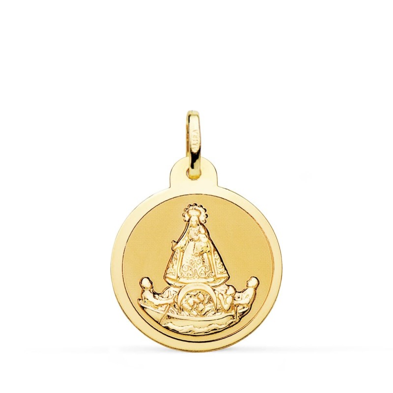 Medalla Oro Amarillo Virgen De La Caridad Del Cobre Balsa Brillo 20 Mm oro 18k