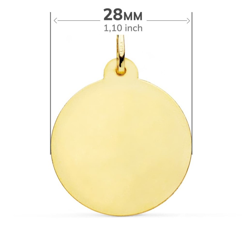 Medalla Oro Amarillo Virgen Caridad Del Cobre Tallada 28 Mm oro 18k