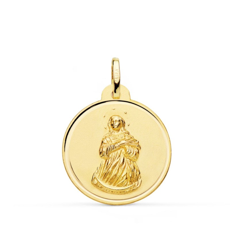 Medalla Oro Amarillo Virgen Inmaculada Bisel 22 Mm oro 18k
