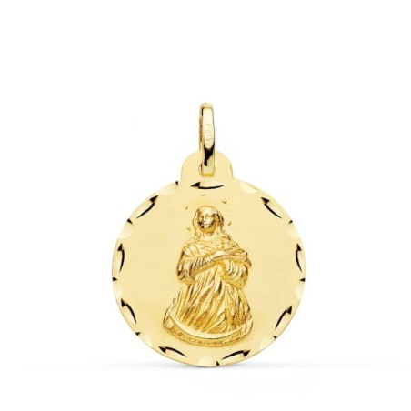 Medalla Oro Amarillo Virgen Inmaculada Tallada 22 Mm oro 18k