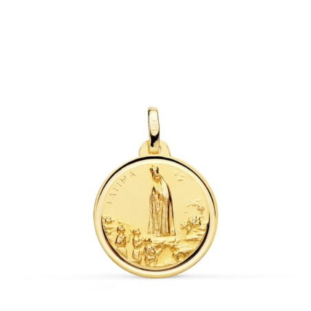 Medalla Oro Amarillo Virgen De Fatima Bisel 18 Mm oro 18k