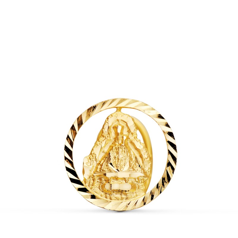 Medalla Oro Amarillo Virgen De La Cabeza Solapa Borde Tallado 20 Mm oro 18k