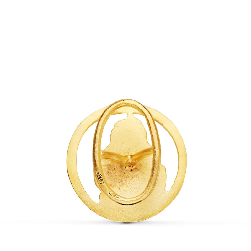 Medalla Oro Amarillo Virgen De La Cabeza Solapa Borde Tallado 20 Mm oro 18k