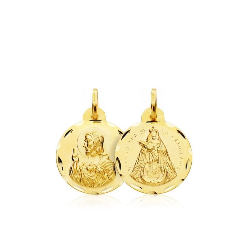 Escapulario Oro Amarillo Corazon De Jesus Virgen De La Candelaria Oro Amarillo 16 Mm oro 18k