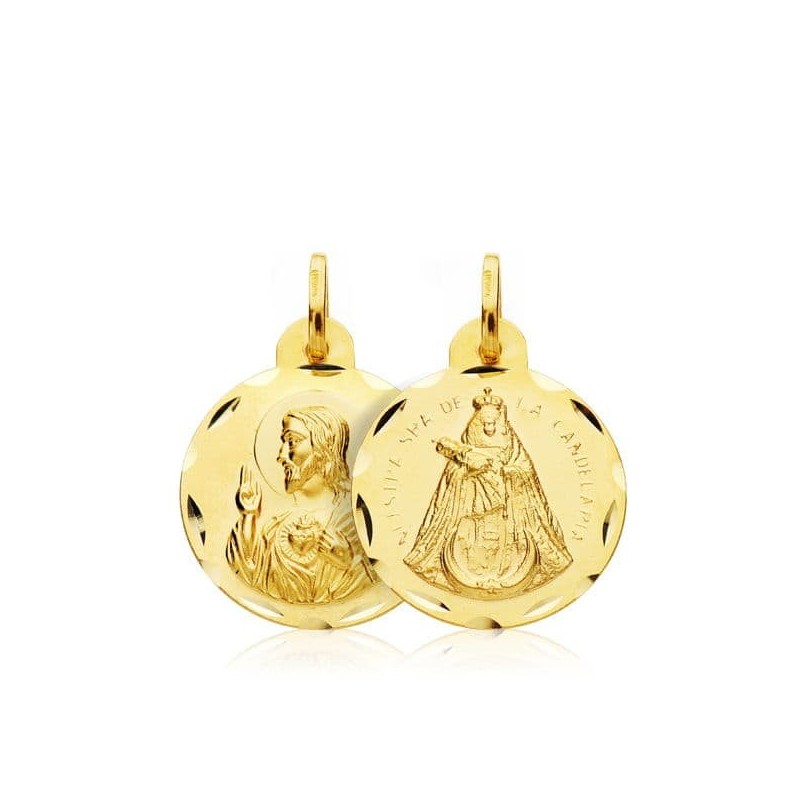 Escapulario Oro Amarillo Corazon De Jesus Virgen De La Candelaria Oro Amarillo 18 Mm oro 18k