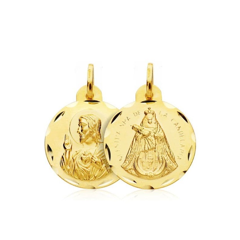 Escapulario Oro Amarillo Corazon De Jesus Virgen De La Candelaria Oro Amarillo 20 Mm oro 18k