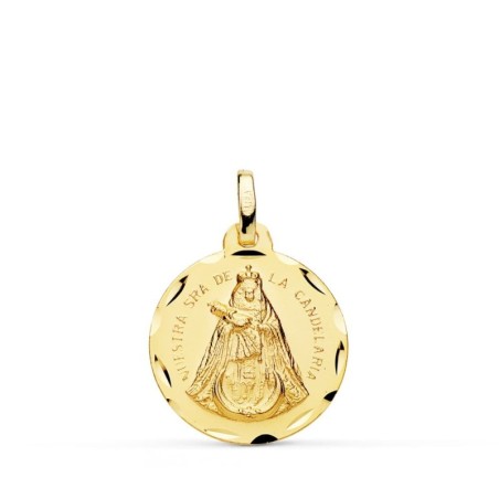 Medalla Oro Amarillo Nuestra Señora De La Candelaria Tallada 18 Mm oro 18k