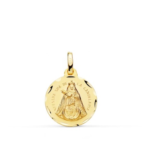 Medalla Oro Amarillo Nuestra Señora De La Candelaria Tallada 16 Mm oro 18k