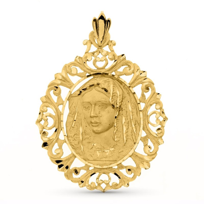 Medalla Oro Amarillo Virgen De La Macarena Cerco 52X42 Mm oro 18k