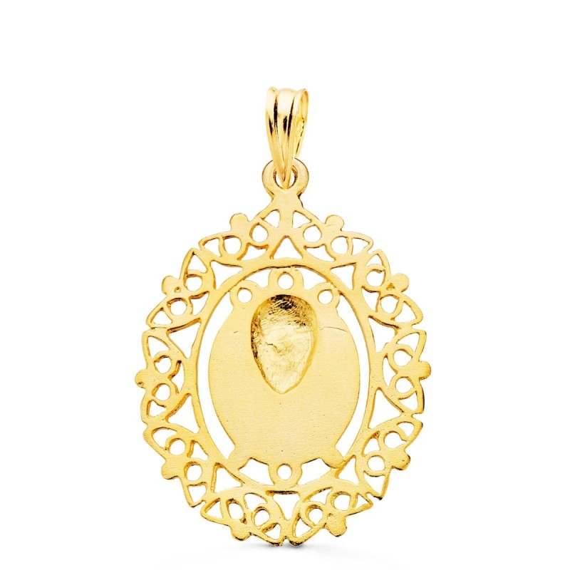 Medalla Oro Amarillo Virgen De La Macarena Cerco Filigrana 28X21 Mm oro 18k
