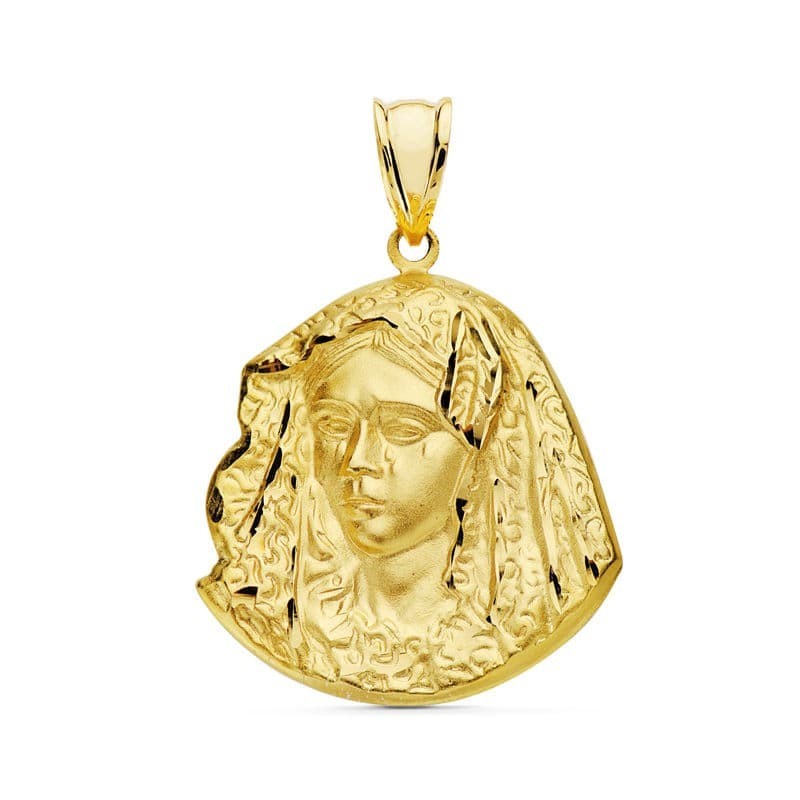 Medalla Oro Amarillo Virgen De La Macarena Silueta 20X17 Mm oro 18k