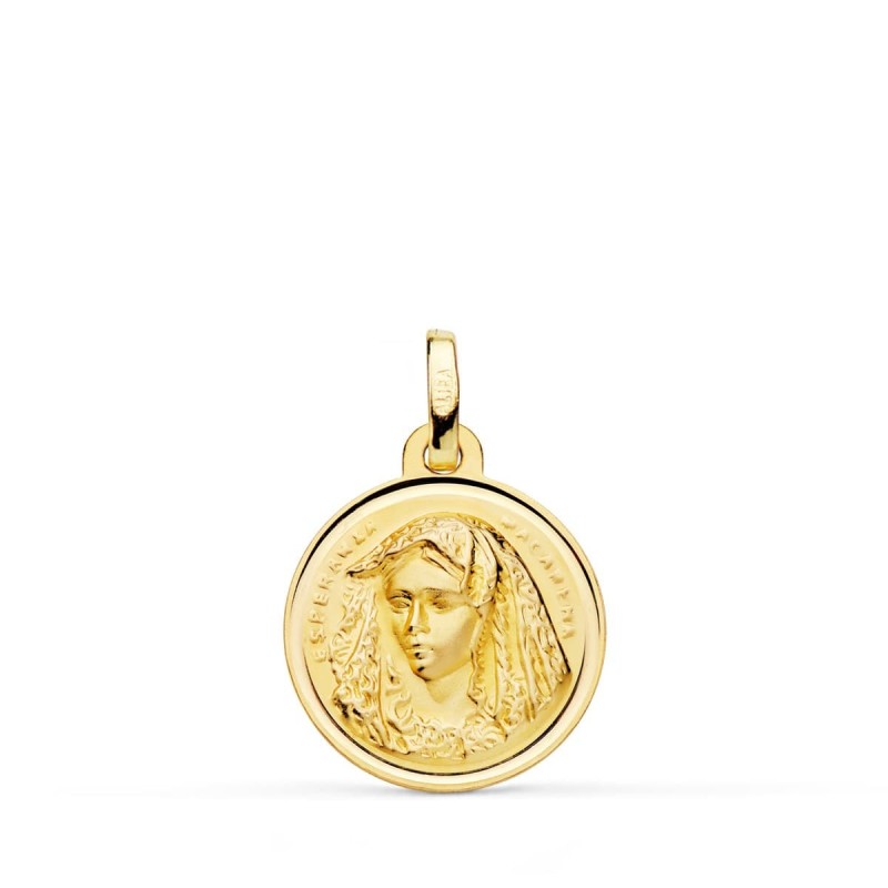 Medalla Oro Amarillo Virgen Macarena Bisel 16 Mm oro 18k