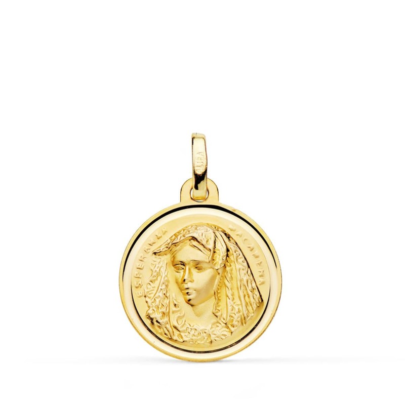 Medalla Oro Amarillo Virgen Macarena Bisel 18 Mm oro 18k
