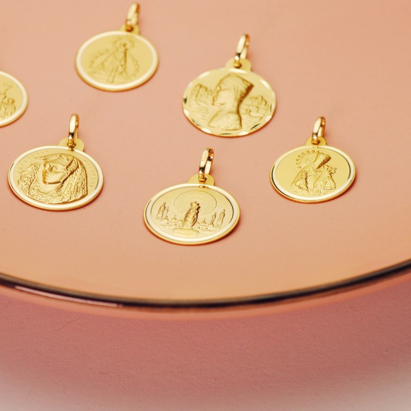 Medalla Oro Amarillo Virgen Macarena Bisel 18 Mm oro 18k