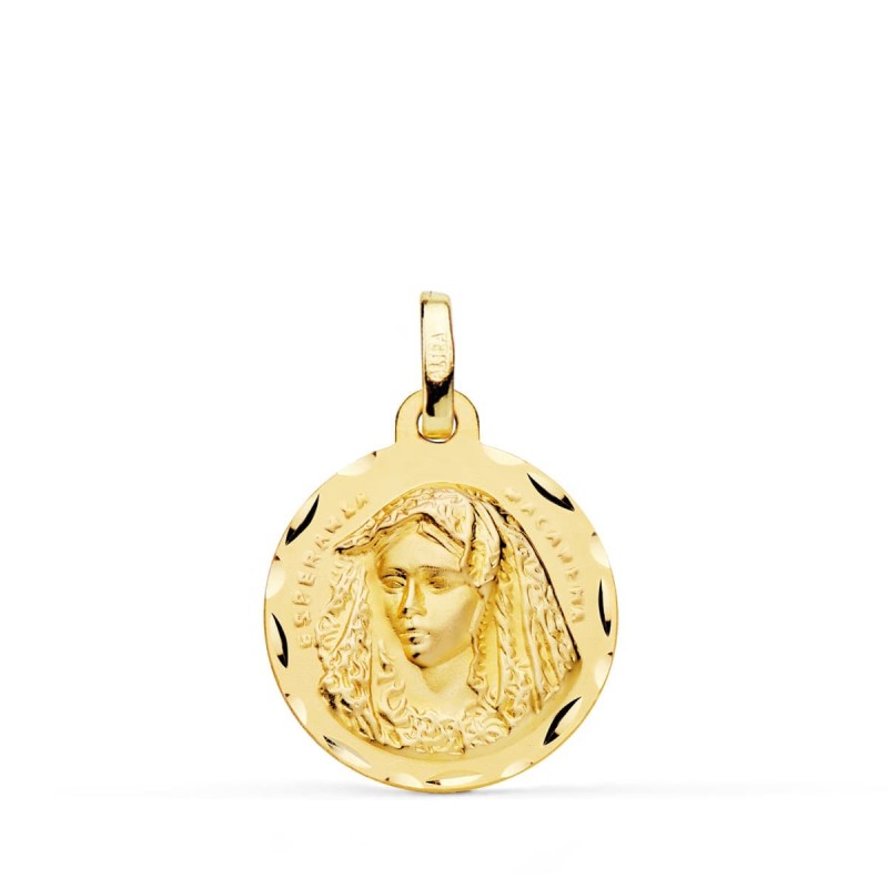 Medalla Oro Amarillo Virgen Macarena 18 Mm Tallada oro 18k