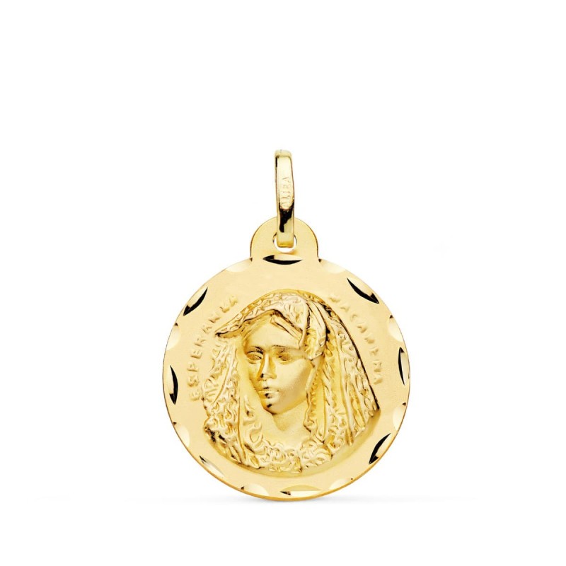 Medalla Oro Amarillo Virgen Macarena Tallada 20 Mm oro 18k