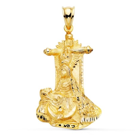 Medalla Oro Amarillo Virgen De Angustias Silueta Tallada 34X22 Mm oro 18k