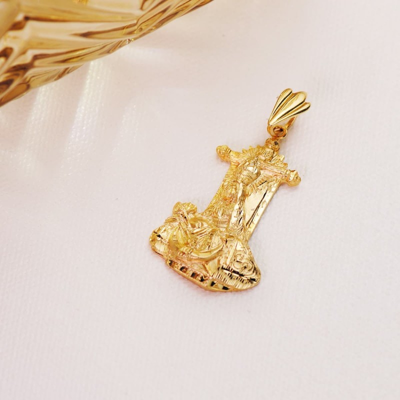 Medalla Oro Amarillo Virgen De Angustias Silueta Tallada 34X22 Mm oro 18k