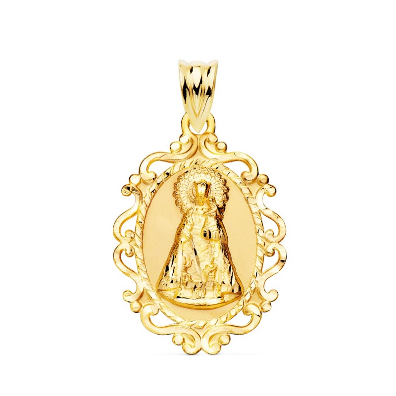 Medalla Oro Amarillo Virgen De Los Desamparados Cerco 31X21 Mm oro 18k