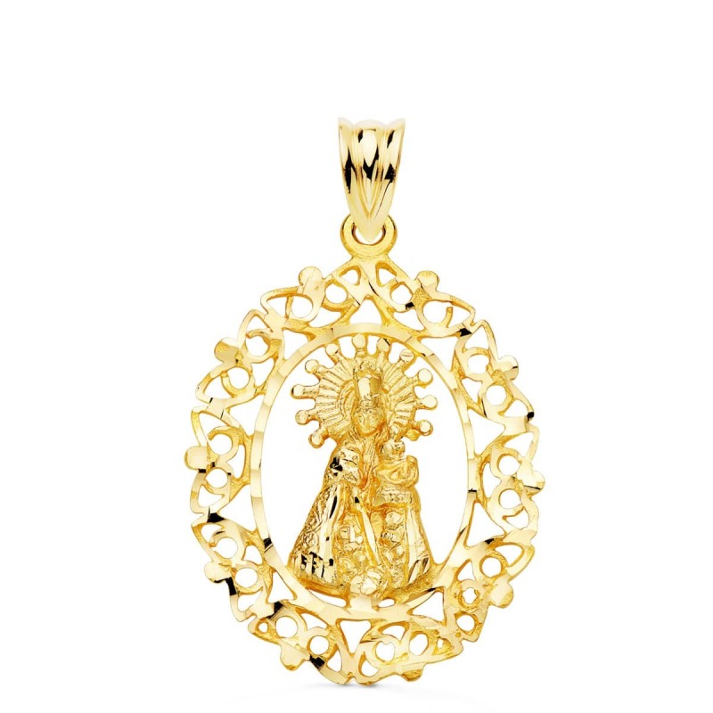 Medalla Oro Amarillo Virgen Desamparados Cerco Calado 28X21 Mm oro 18k