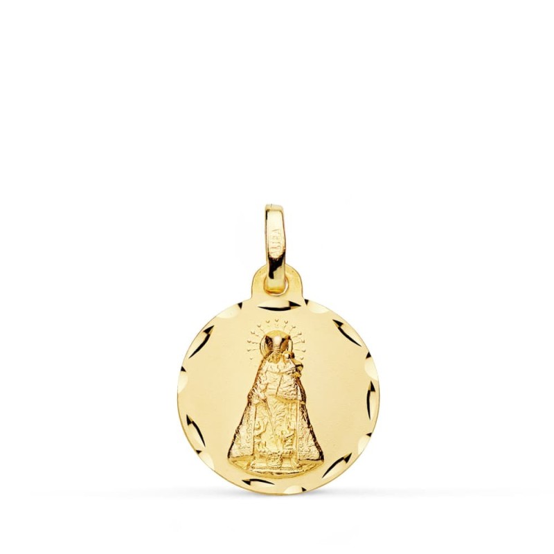 Medalla Oro Amarillo Virgen De Los Desamparados Tallada 16 Mm oro 18k