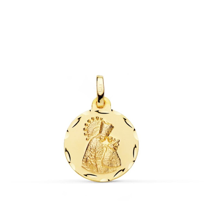 Medalla Oro Amarillo Virgen De Los Desamparados Tallada 16 Mm oro 18k