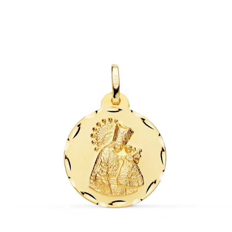 Medalla Oro Amarillo Virgen De Los Desamparados Tallada 20 Mm oro 18k