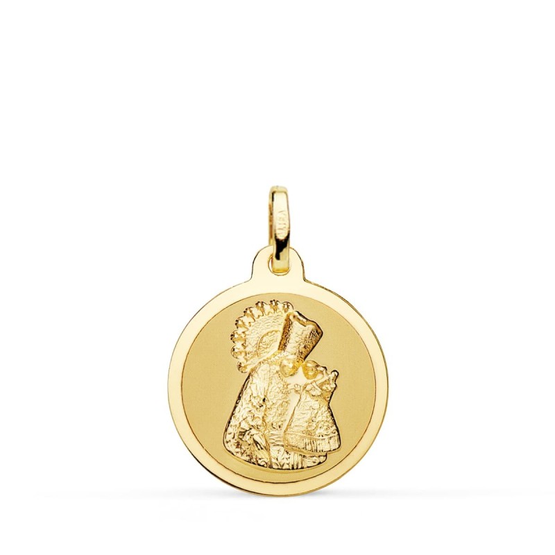 Medalla Oro Amarillo Virgen De Los Desamparados Brillo 16 Mm oro 18k