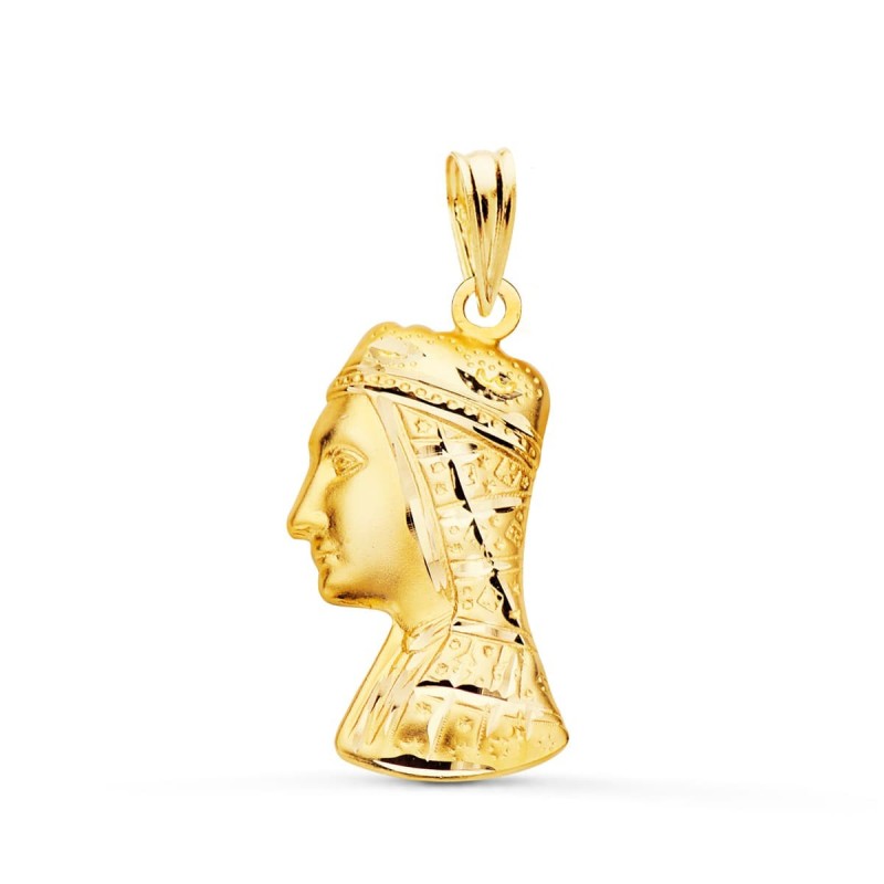 Medalla Oro Amarillo Virgen De Montserrat Silueta Tallada 25X14 Mm oro 18k