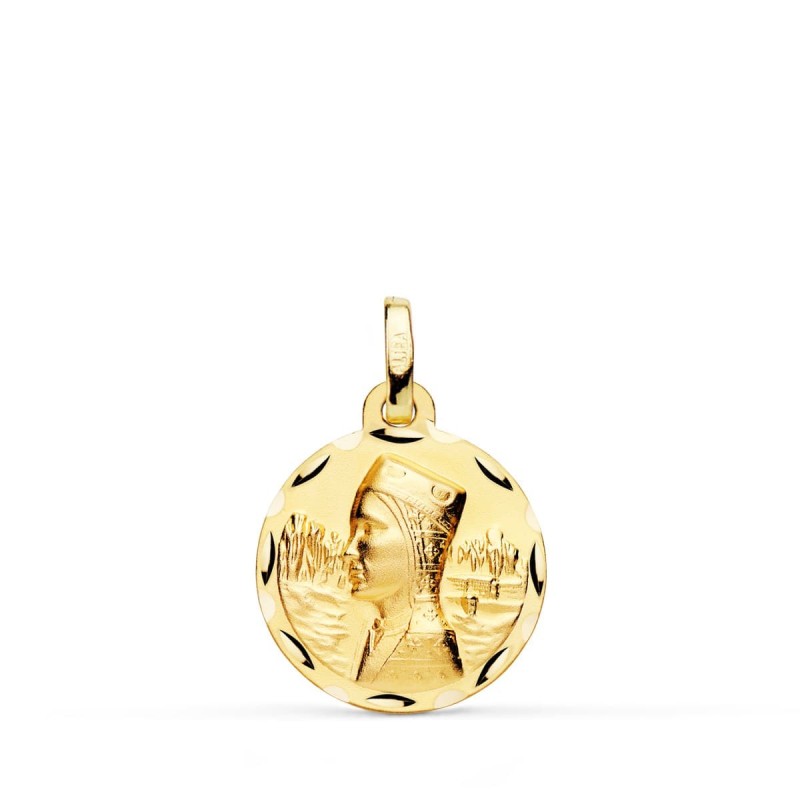 Medalla Oro Amarillo Virgen Montserrat 16 Mm Tallada oro 18k