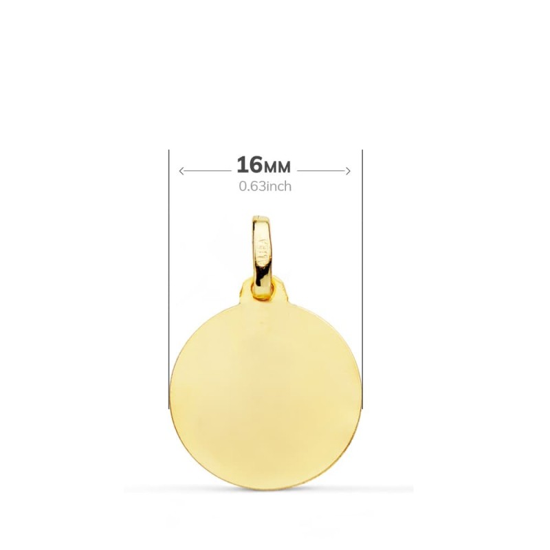 Medalla Oro Amarillo Virgen Montserrat 16 Mm Tallada oro 18k