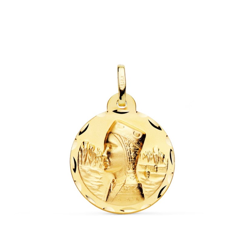 Medalla Oro Amarillo Virgen De Montserrat Tallada 20 Mm oro 18k