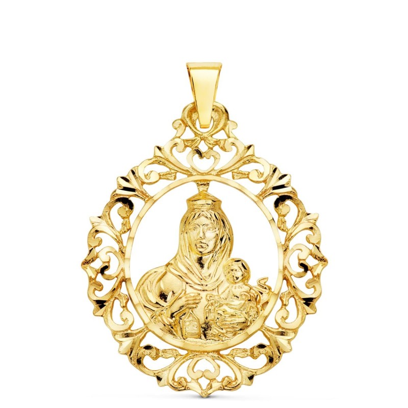 Medalla Oro Amarillo Virgen Del Carmen Orla Filigrana 37X30 Mm oro 18k